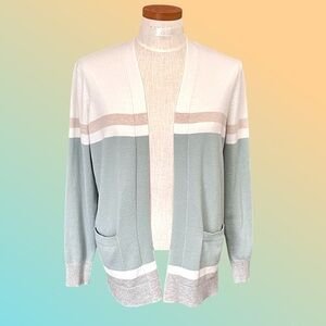 Anthropologie Peyton Primrose Open front Long Sleeve Colorblock Cardigan SzM